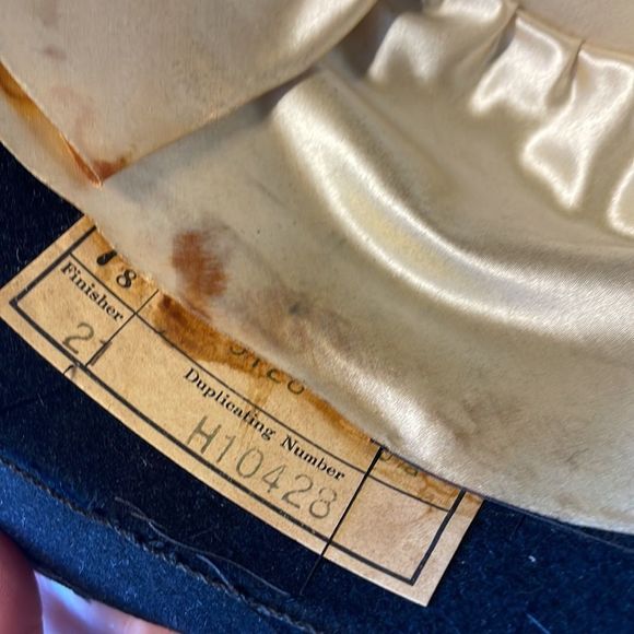 Vintage 1920s Frank Schoble CoBlack Wool Felt Bowler Derby Hat Antique made 🇺🇸 - Picture 5 of 8